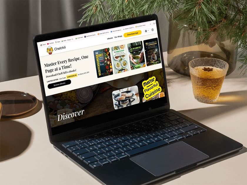 ChefChili website displayed on a laptop