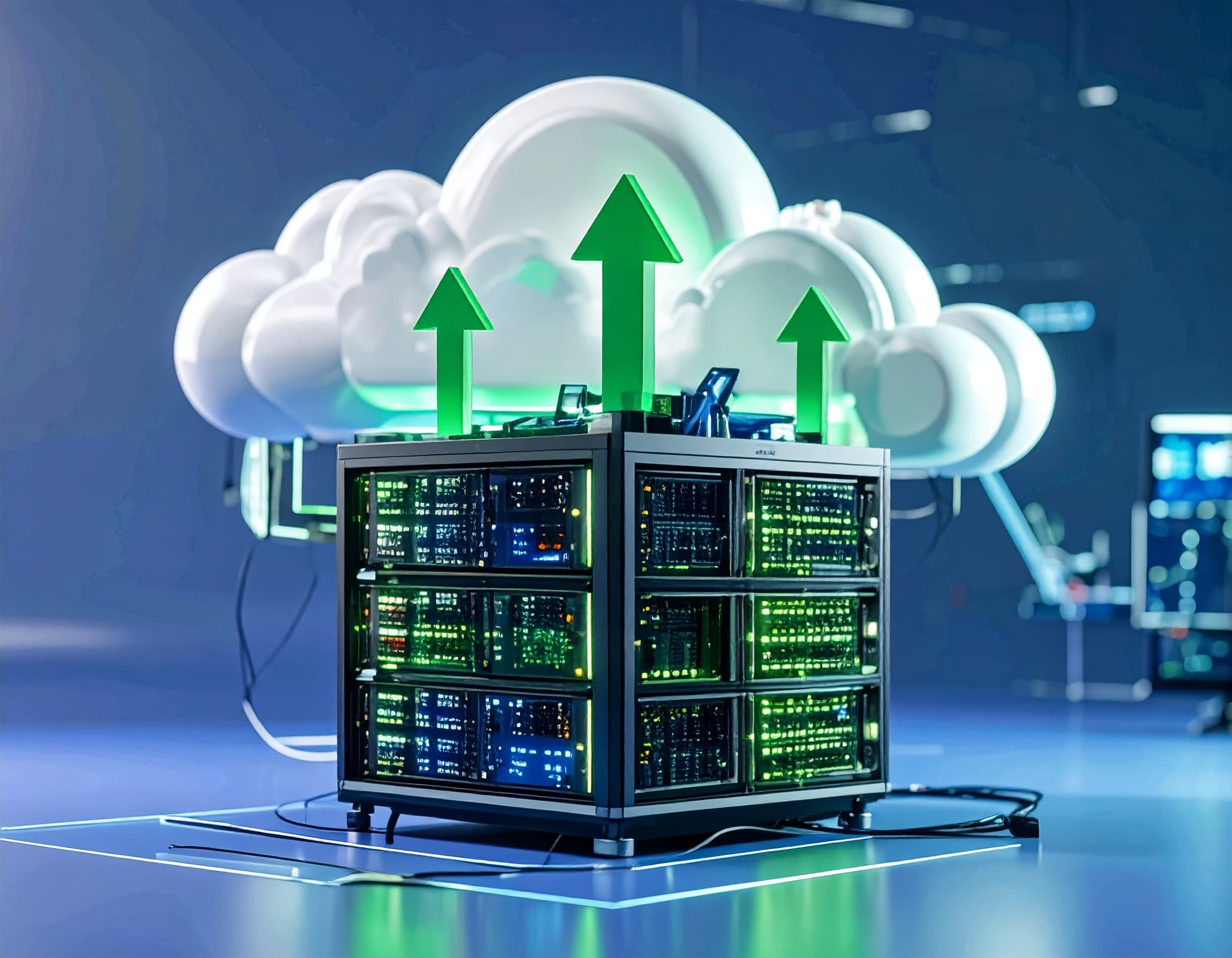 Cloud infrastructure represented above a scalable server platform