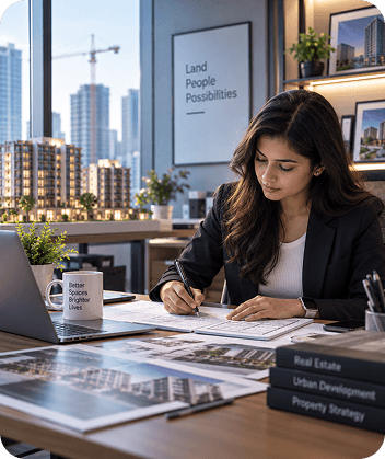 Real estate professional reviewing property information on a laptop.